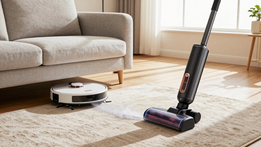 robot vs upright vacuum cleaning